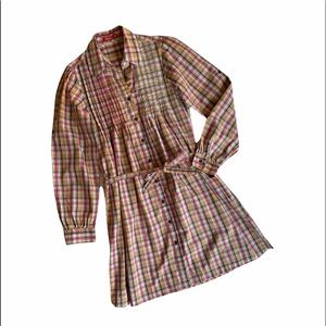 Graphis Prairie School Girl Autumn Dress Shirtdress, Plaid, Girl’s Medium